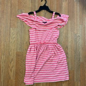 Girls pink and white stripe Nautica dress